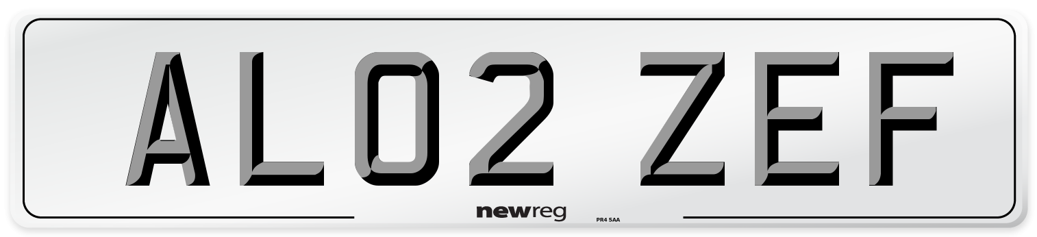 AL02 ZEF Number Plate from New Reg